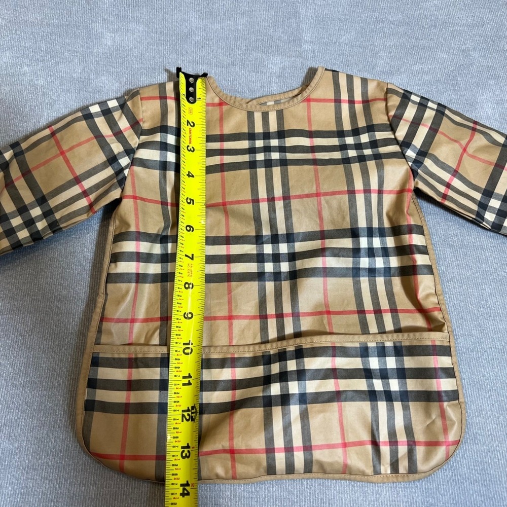Burberry Baby Check Long Sleeve Bib Smock Archive Beige Polyurethane Coat - Picture 2 of 5